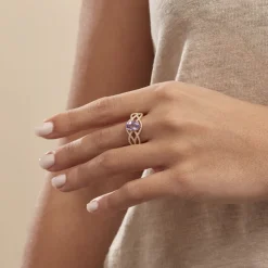 Bague Tina Or Jaune Amethyste Et Oxyde De Zirconium
