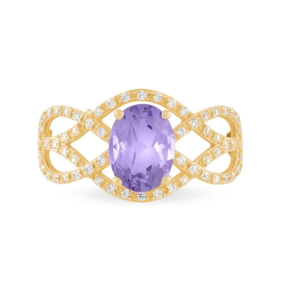 Bague Tina Or Jaune Amethyste Et Diamant