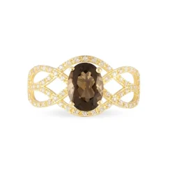 Bague Tina Or Jaune Quartz Et Diamant