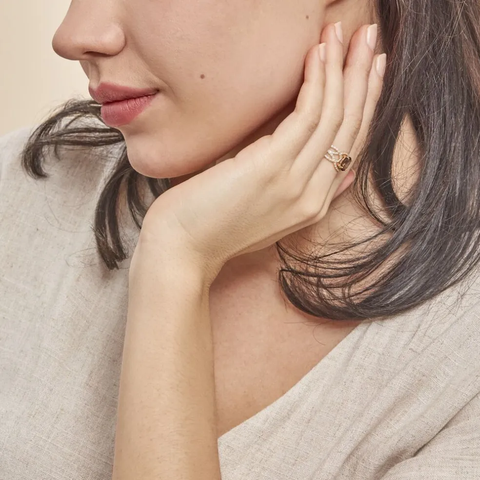 Bague Tina Or Jaune Quartz Et Oxyde De Zirconium