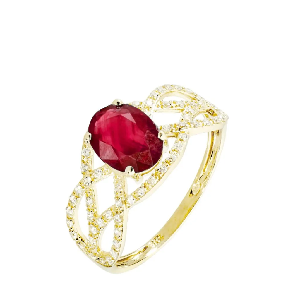 Bague Tina Or Jaune Rubis Et Diamant