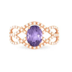 Bague Tina Or Rose Amethyste Et Diamant