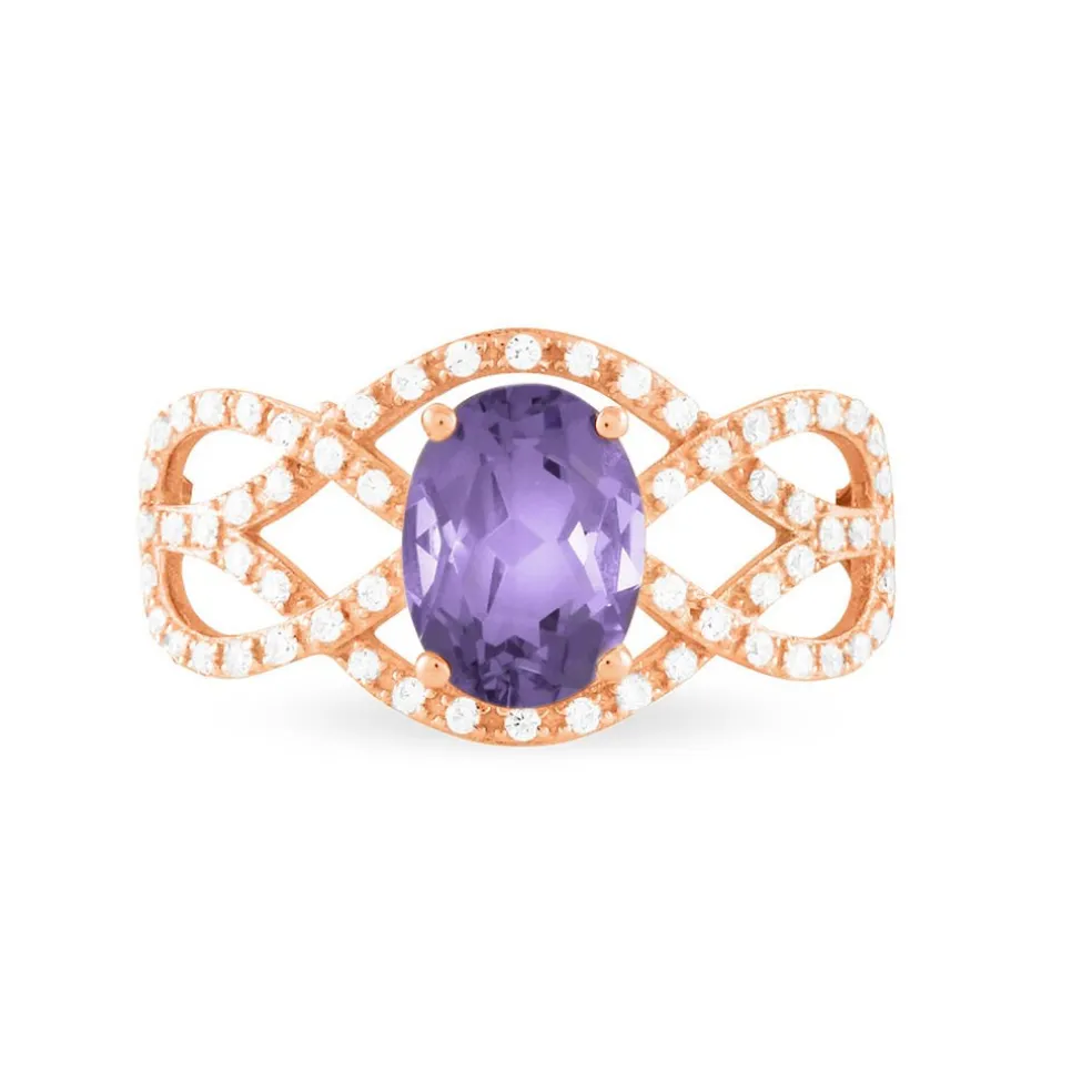 Bague Tina Or Rose Amethyste Et Diamant