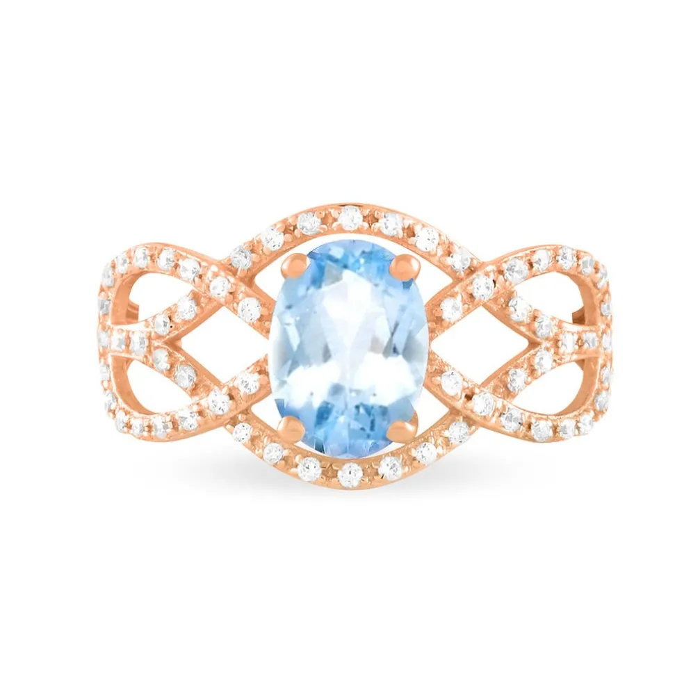 Bague Tina Or Rose Topaze Et Diamant