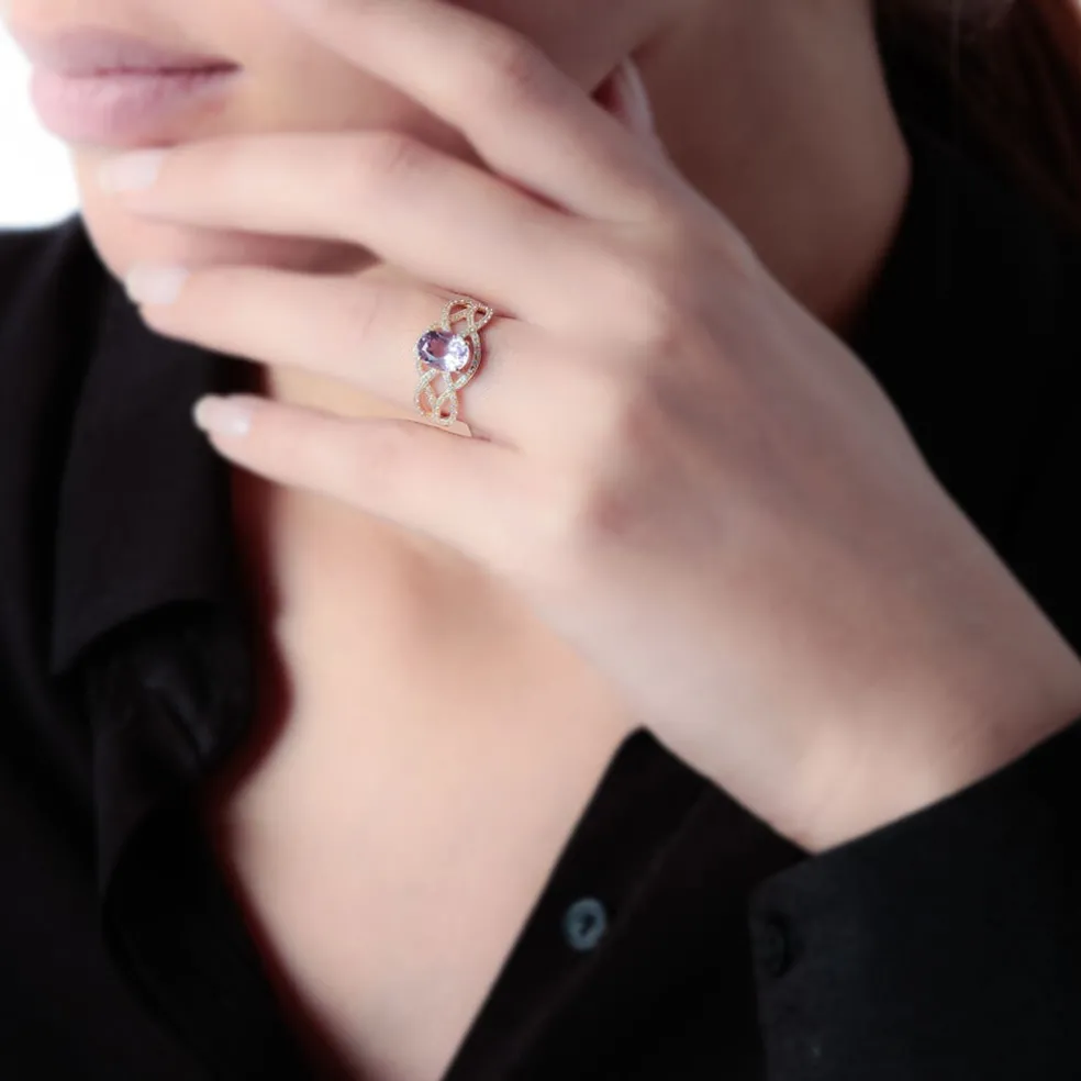Bague Tina Or Rose Topaze Et Diamant