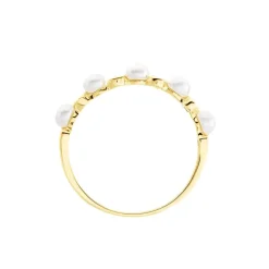 Bague Tiny Pearls Or Jaune Perle De Culture Oxyde De Zirconium