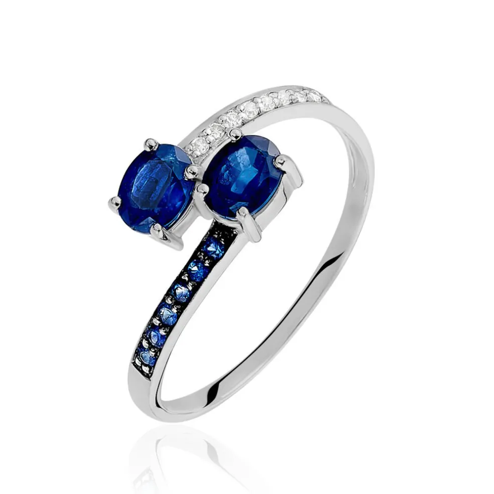 Bague Toi Et Moi Or Blanc Saphir Et Diamant
