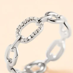 Bague Trait D'union Argent Blanc Oxyde De Zirconium