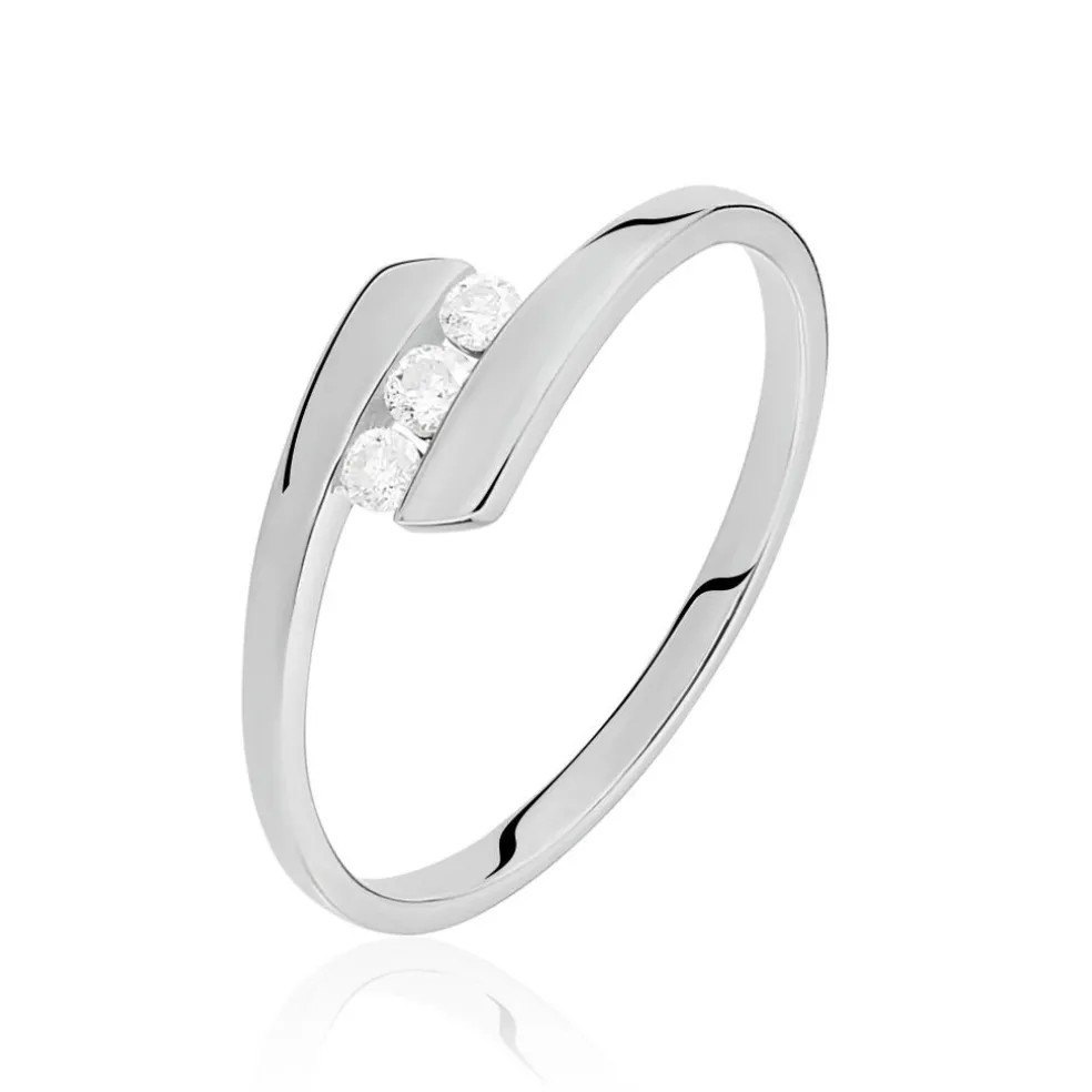 Bague Trilogie Or Blanc Diamant