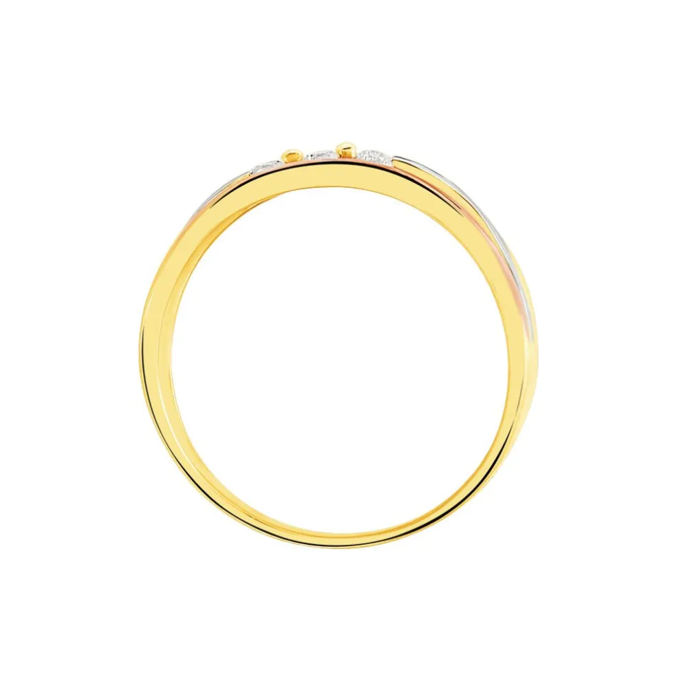 Bague Troyen Or Tricolore Diamant