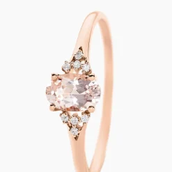 Bague Urbaine Or Rose Morganite Et Oxyde De Zirconium