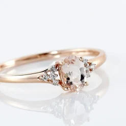 Bague Urbaine Or Rose Morganite Et Oxyde De Zirconium
