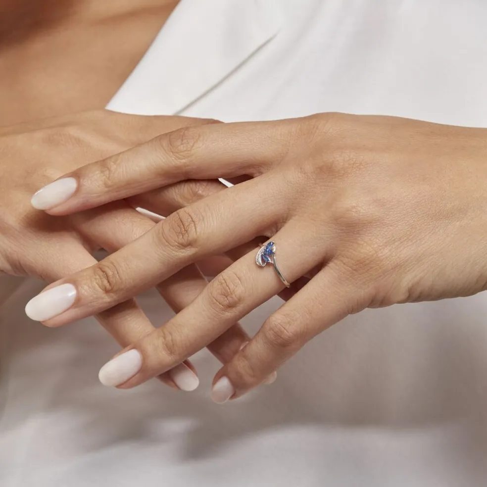 Bague Valy Or Blanc Saphir