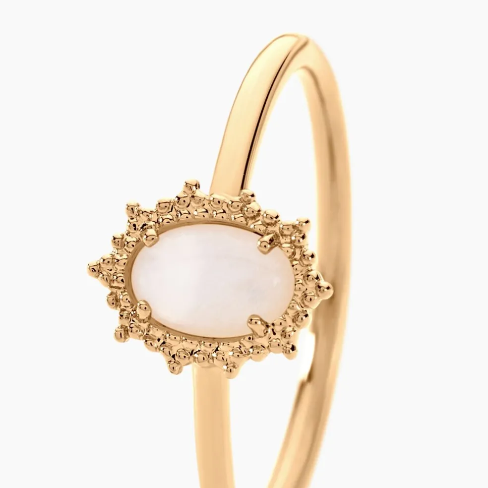 Bague Vintage Love Plaqué Or Jaune Pierre De Lune