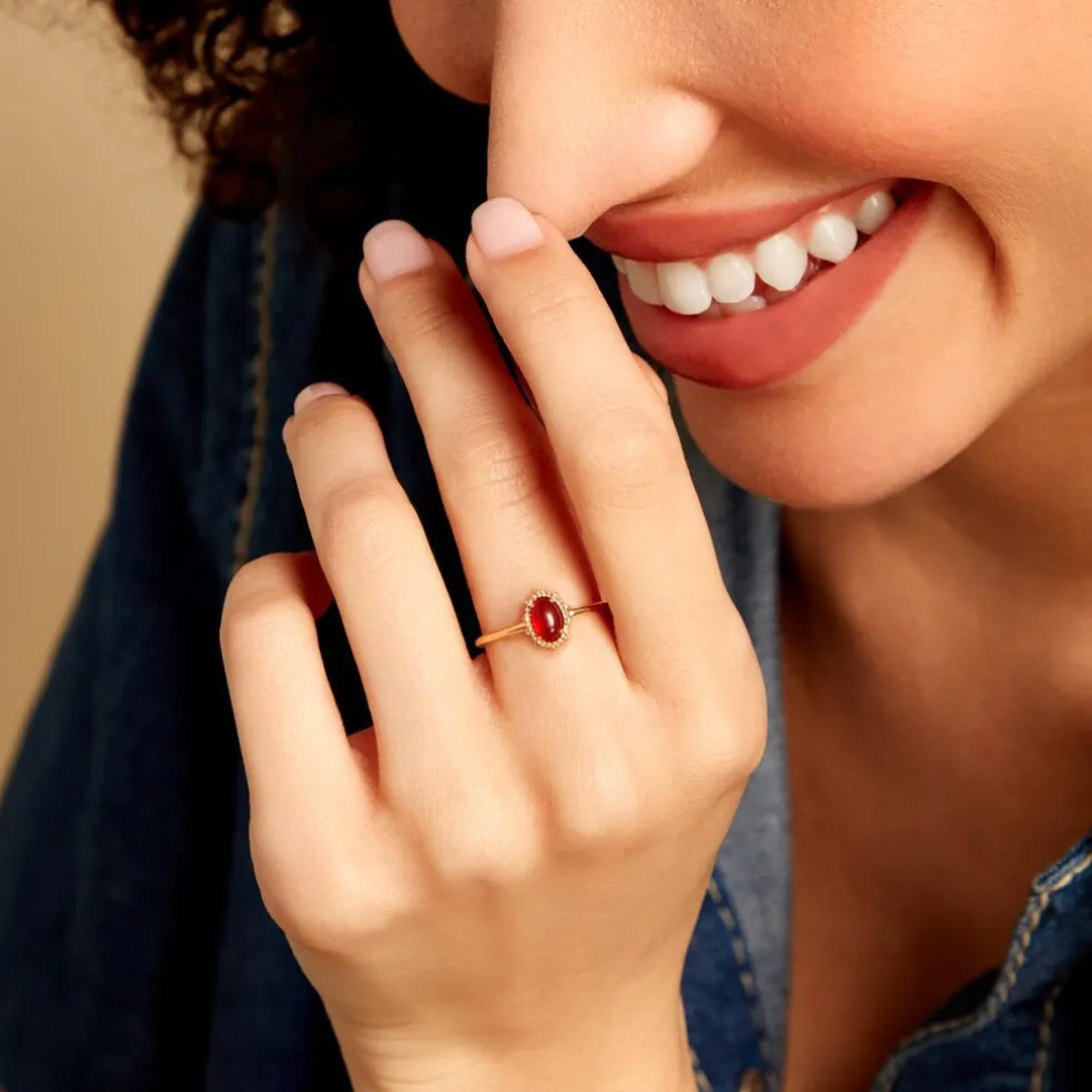 Bague Vintage Love Plaqué Or Jaune Agate