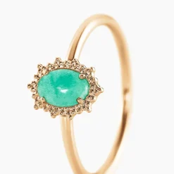 Bague Vintage Love Plaqué Or Jaune Amazonite