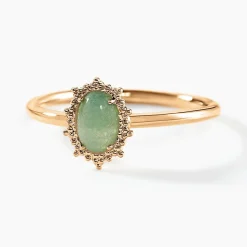 Bague Vintage Love Plaqué Or Jaune Aventurine