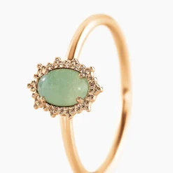 Bague Vintage Love Plaqué Or Jaune Aventurine