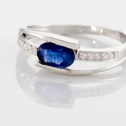 Bague Viyan Or Blanc Saphir Et Diamant