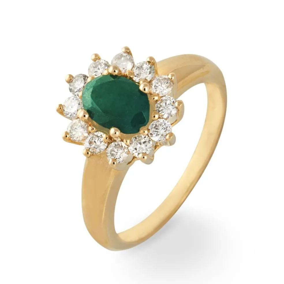 Bague Vladimir Or Jaune Emeraude Et Diamant