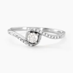 Bague Vrille Accompagnee Or Blanc Diamant