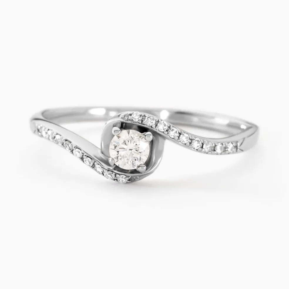 Bague Vrille Accompagnee Or Blanc Diamant