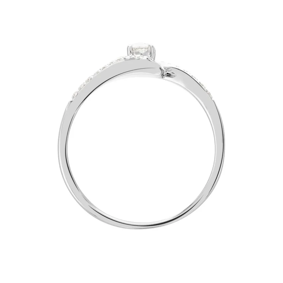 Bague Vrille Accompagnee Or Blanc Diamant