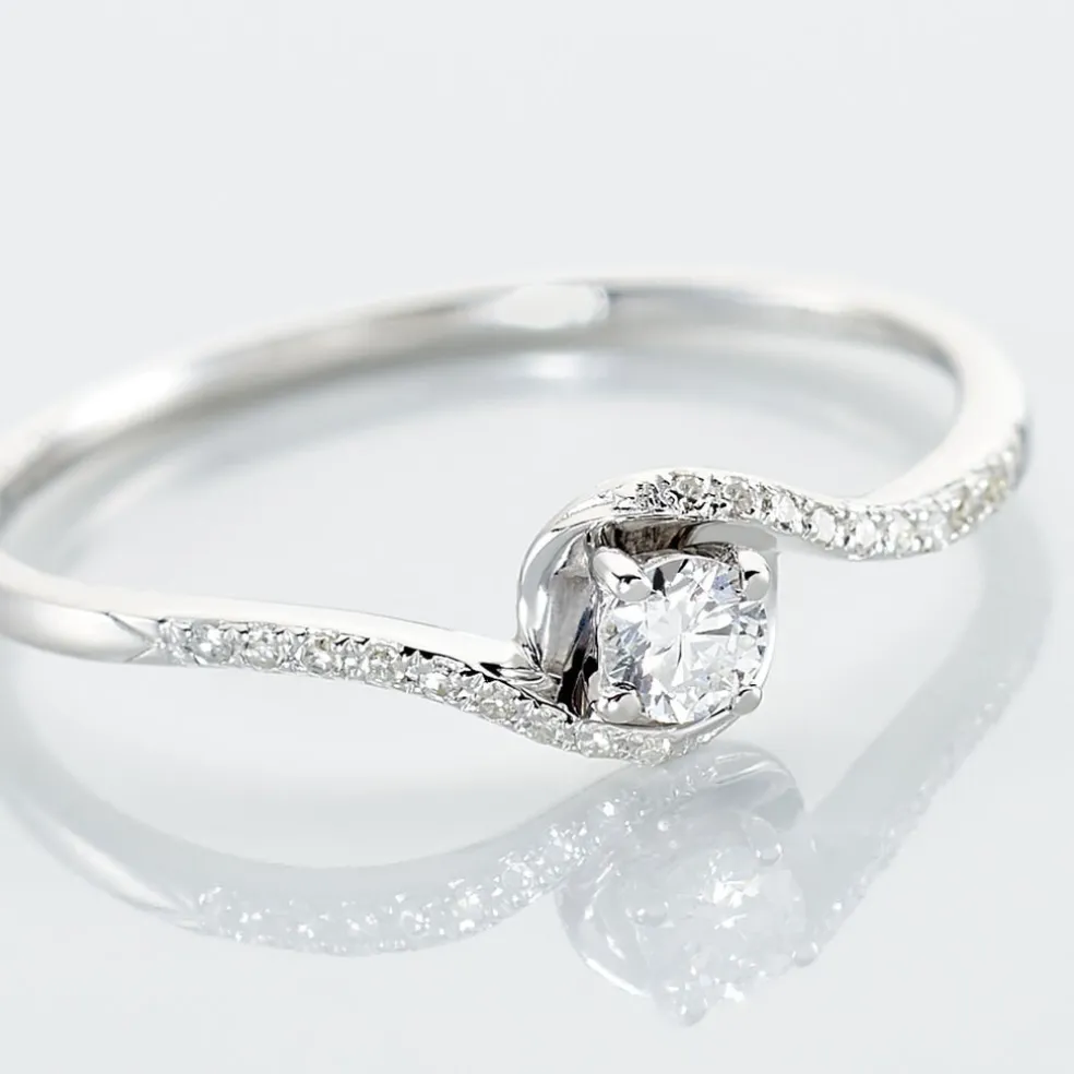 Bague Vrille Accompagnee Or Blanc Diamant