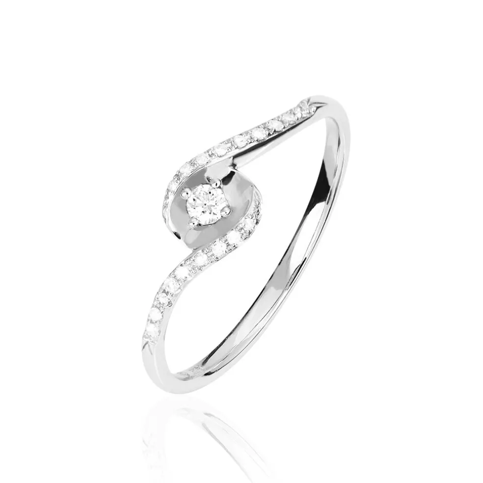 Bague Vrille Accompagnee Or Blanc Diamant