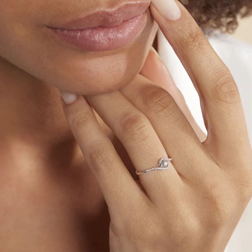 Bague Vrille Accompagnee Or Blanc Diamant