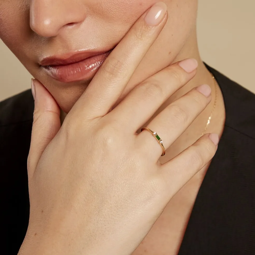 Bague Ylonna Plaque Or Jaune Oxyde De Zirconium