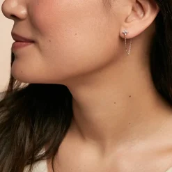 Bijou D'oreille Unitaire Astrid Plaqué Or Jaune Oxyde De Zirconium