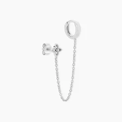 Bijou D'oreille Unitaire Argent Blanc Gosse Oxydes De Zirconium