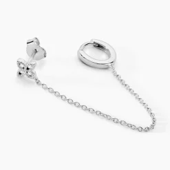 Bijou D'oreille Unitaire Argent Blanc Gosse Oxydes De Zirconium