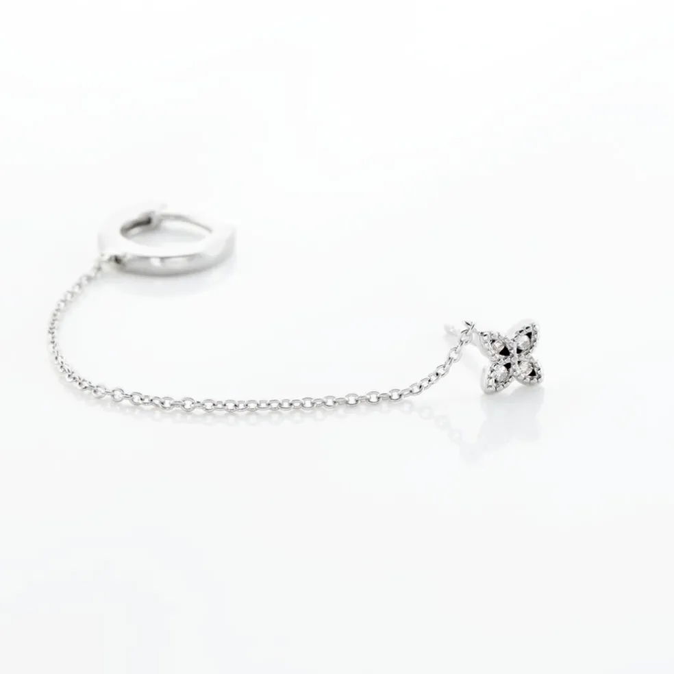 Bijou D'oreille Unitaire Argent Blanc Gosse Oxydes De Zirconium