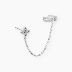 Bijou D'oreille Unitaire Argent Blanc Heh Oxydes De Zirconium