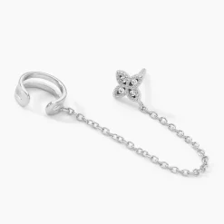 Bijou D'oreille Unitaire Argent Blanc Heh Oxydes De Zirconium