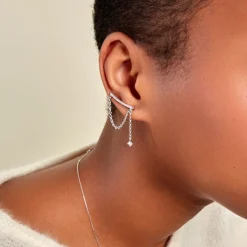 Bijou D'oreille Unitaire Joselyn Argent Blanc Oxyde De Zirconium