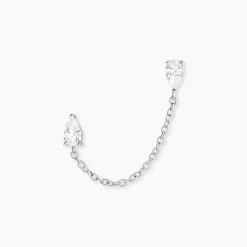 Bijou D'oreille Unitaire Kirstie Argent Blanc Oxyde De Zirconium