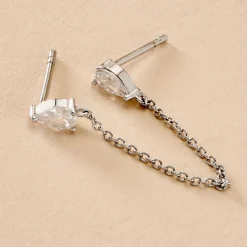 Bijou D'oreille Unitaire Kirstie Argent Blanc Oxyde De Zirconium