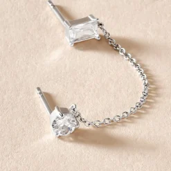 Bijou D'oreille Unitaire Kirstie Argent Blanc Oxyde De Zirconium