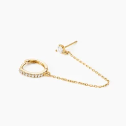 Bijou D'oreille Unitaire Mix And Match Or Jaune Oxyde De Zirconium