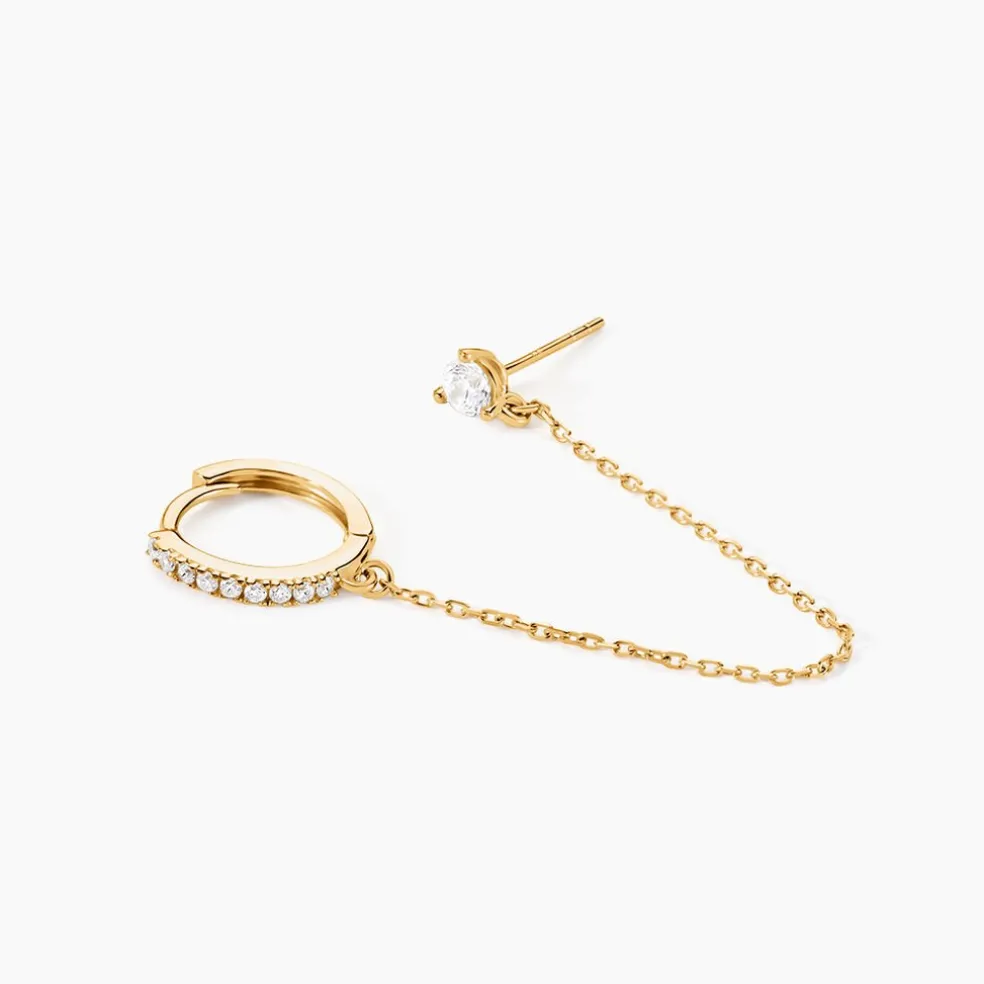Bijou D'oreille Unitaire Mix And Match Or Jaune Oxyde De Zirconium