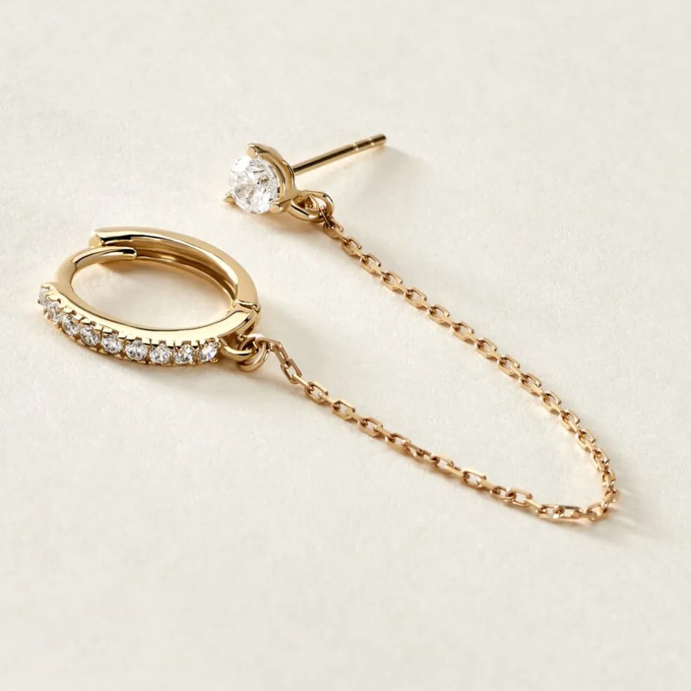 Bijou D'oreille Unitaire Mix And Match Or Jaune Oxyde De Zirconium