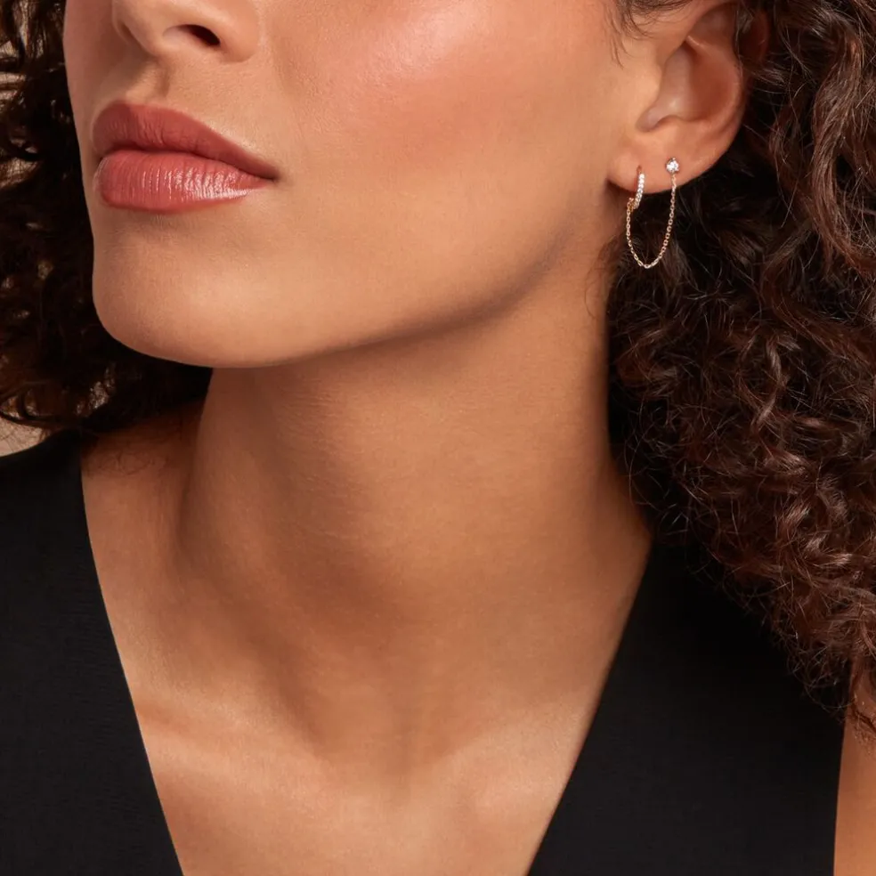 Bijou D'oreille Unitaire Mix And Match Or Jaune Oxyde De Zirconium