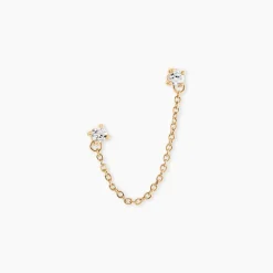 Bijou D'oreille Unitaire Pendante Plaqué Or Jaune Dofi Oxyde