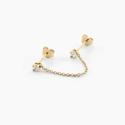 Bijou D'oreille Unitaire Pendante Plaqué Or Jaune Dofi Oxyde