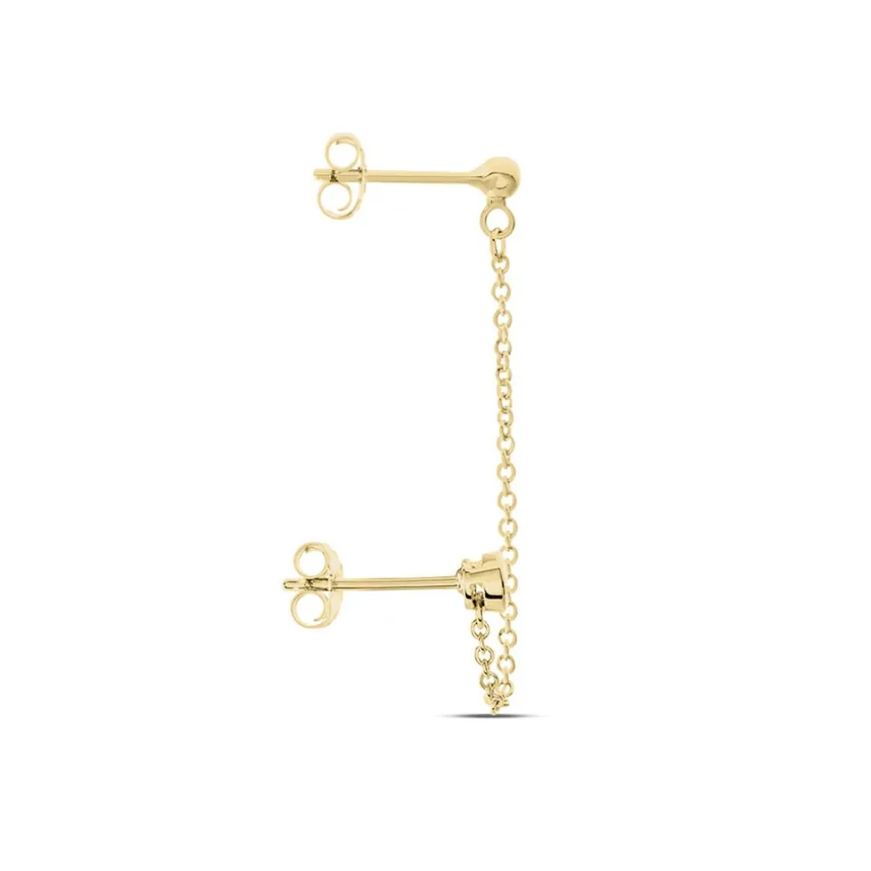 Bijoux D'oreille Unitaire Pendante Plaqué Or Jaune Dofi Oxyde