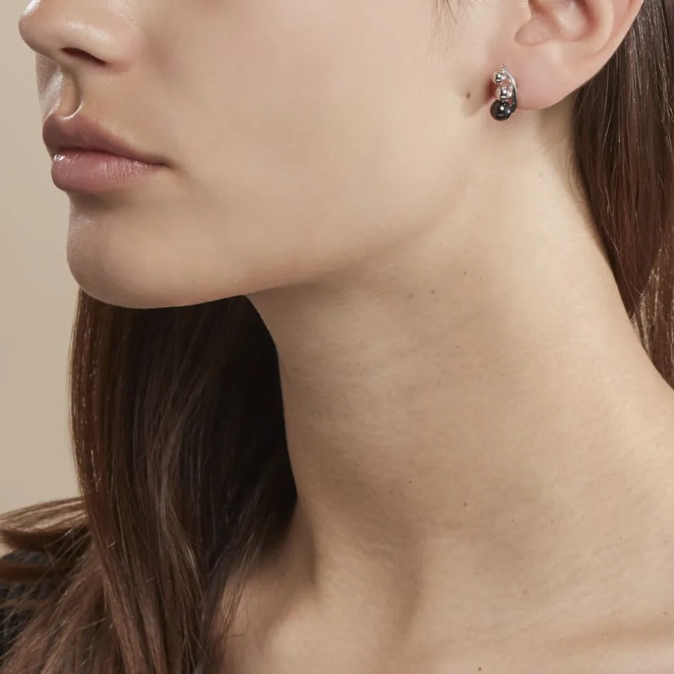 Bijoux D'oreilles Cleya Argent Blanc Céramique