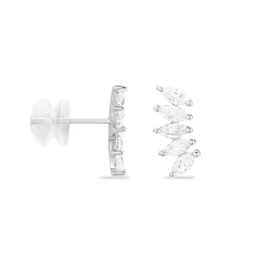 Bijoux D'oreilles Edma Or Blanc Oxyde De Zirconium